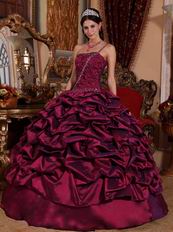 Single One Shoulder Quinceanera Military Dress In Burgundy