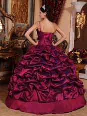 Single One Shoulder Quinceanera Military Dress In Burgundy