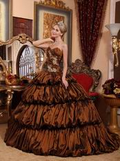 Popular Bubble Saddle Brown Winter Wear Quinceanera Dress