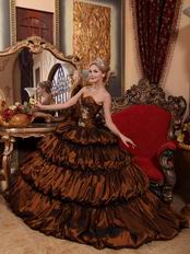 Popular Bubble Saddle Brown Winter Wear Quinceanera Dress