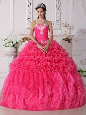 Elegant Hot Pink Quinceanera Party Dress Under 200 Pounds