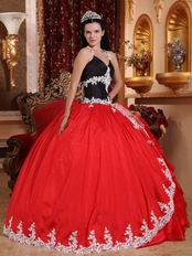 Black And Crimson Red Quinceanera Party Sweet 16 Girl Dress