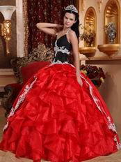 Black And Crimson Red Quinceanera Party Sweet 16 Girl Dress