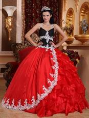 Black And Crimson Red Quinceanera Party Sweet 16 Girl Dress