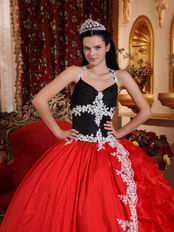 Black And Crimson Red Quinceanera Party Sweet 16 Girl Dress