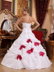 Deep Pink Bowknot Skirt White Quinceanera Dress 2014 Style