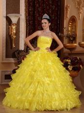 Strapless Where to Buy Winter Bright Yellow Quinceanera Dress