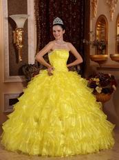 Strapless Where to Buy Winter Bright Yellow Quinceanera Dress