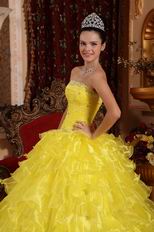 Strapless Where to Buy Winter Bright Yellow Quinceanera Dress