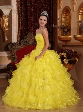 Strapless Where to Buy Winter Bright Yellow Quinceanera Dress