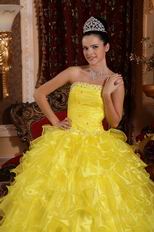 Strapless Where to Buy Winter Bright Yellow Quinceanera Dress