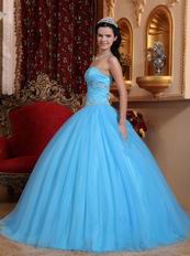 Strapless Aqua Blue Quinceanera Themes Dress Under 200 Dollars