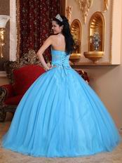 Strapless Aqua Blue Quinceanera Themes Dress Under 200 Dollars