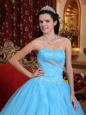 Strapless Aqua Blue Quinceanera Themes Dress Under 200 Dollars