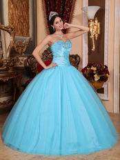 Aqua Blue 2018 Top 100 Military Quinceanera Dress For Puberty