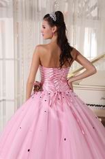 Strapless Baby Pink Quinceanera Dress With Beading