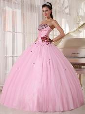 Strapless Baby Pink Quinceanera Dress With Beading