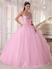 Strapless Baby Pink Quinceanera Dress With Beading