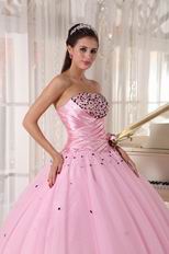 Strapless Baby Pink Quinceanera Dress With Beading