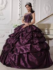 Dark Purple One Shoulder Puffy Quinceanera Dress Designer