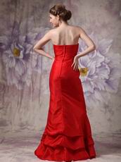 Strapless Applique Bodice Wine Red Chiffon Prom Dress Gowns