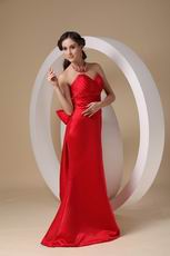 Not Expensive Bowknot Back Red Long Prom Party Dress