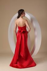 Not Expensive Bowknot Back Red Long Prom Party Dress