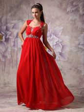 Straps Scarlet Chiffon 2014 Top Girl Princess Prom Dress