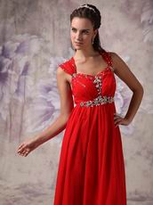 Straps Scarlet Chiffon 2014 Top Girl Princess Prom Dress