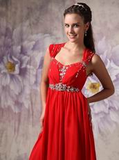 Straps Scarlet Chiffon 2014 Top Girl Princess Prom Dress