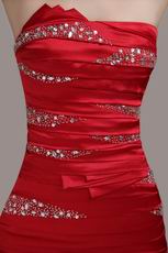 Strapless Corset Back Dark Red Short Prom Party Dress Girls Wear