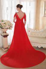 Top Designer V Neckline Prom Dress With Red Chiffon Skirt