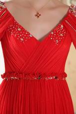 Top Designer V Neckline Prom Dress With Red Chiffon Skirt