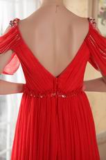 Top Designer V Neckline Prom Dress With Red Chiffon Skirt