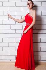 Sweet One Shoulder Scarlet Dress For Evening Wear Online