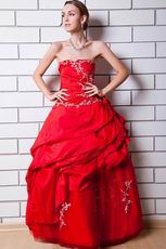 Strapless Applique Quinceanera Ball Gown In Alizarin Crimson