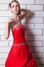 Strapless Applique Quinceanera Ball Gown In Alizarin Crimson