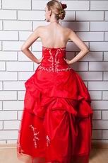 Strapless Applique Quinceanera Ball Gown In Alizarin Crimson