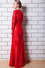 Split Back Long Sleeves Scarlet Mother Of The Bride Dress