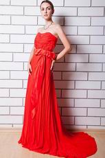 Cheap Sweetheart Pleated Scarlet Evening Party Dress