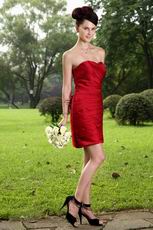 Sweetheart Wine Red Junior Short Wedding Bridesmaid Dress