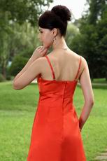 Wholesale Spaghetti Straps Tea Length Orange Red Prom Dress