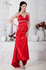 Classic V-Neck High Low Skirt Special Ocassion Scarlet Dress