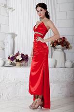 Classic V-Neck High Low Skirt Special Ocassion Scarlet Dress