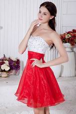 Cute Sweetheart Beaded Scarlet Short Prom Dress By Designer