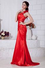 Discount One Shoulder Mermaid Silhouette Scarlet Evening Dress