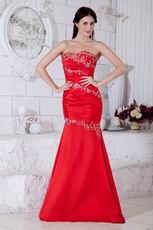 Embroidery Mermaid Red Formal Evening Dress For Juniors