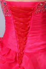 Sweetheart Hot Pink Cascade Fuchsia Organza Ball Dress