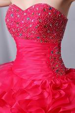 Sweetheart Hot Pink Cascade Fuchsia Organza Ball Dress