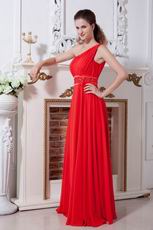 Discount One Shoulder Red Chiffon 2014 Evening Party Dress